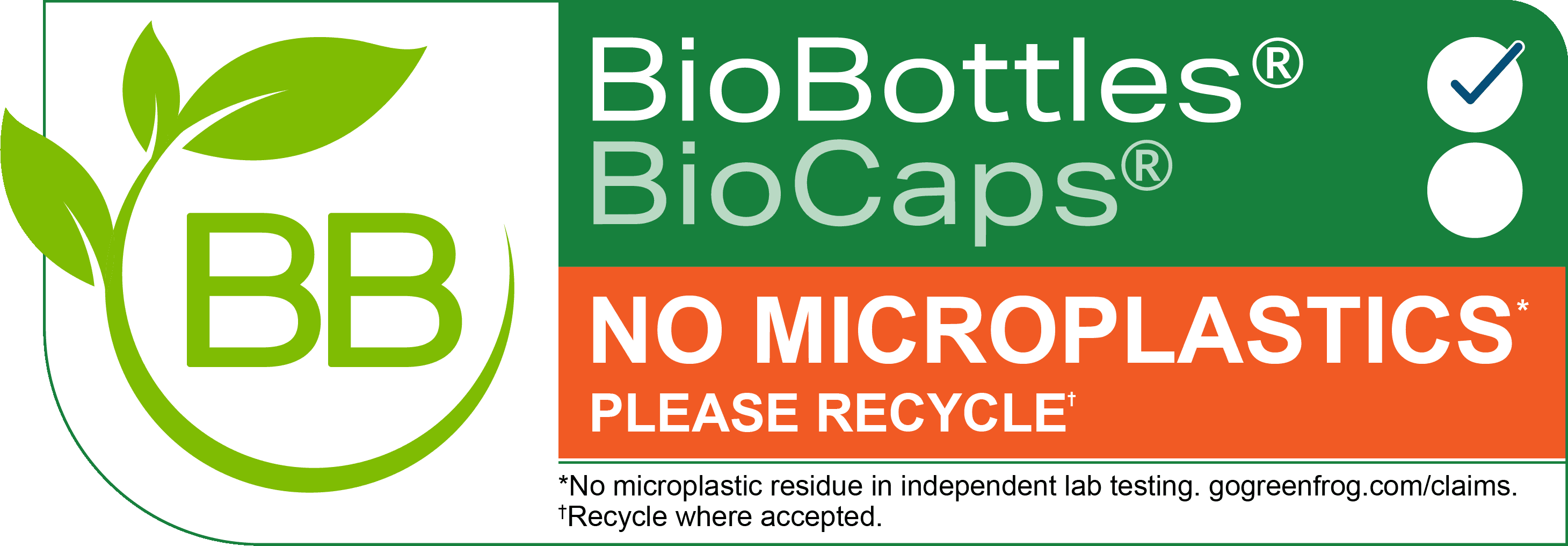 BioBottles® badge with only BioBottles checked — the bottle is a BioBottle