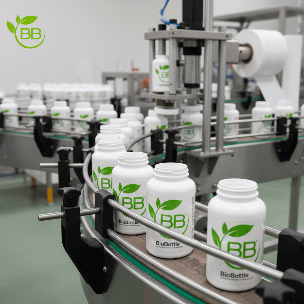 BioBottles® coming down an assembly line