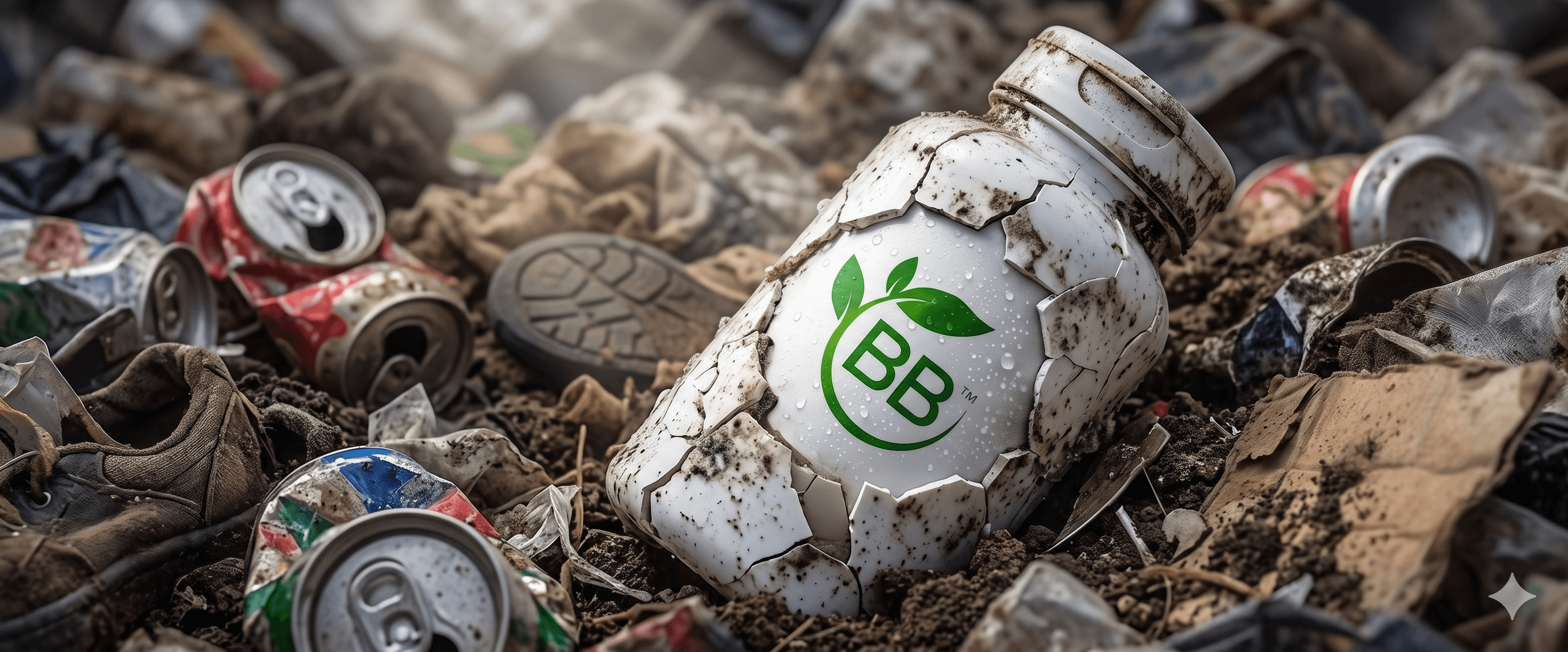 A BioBottle® biodegrading after disposal